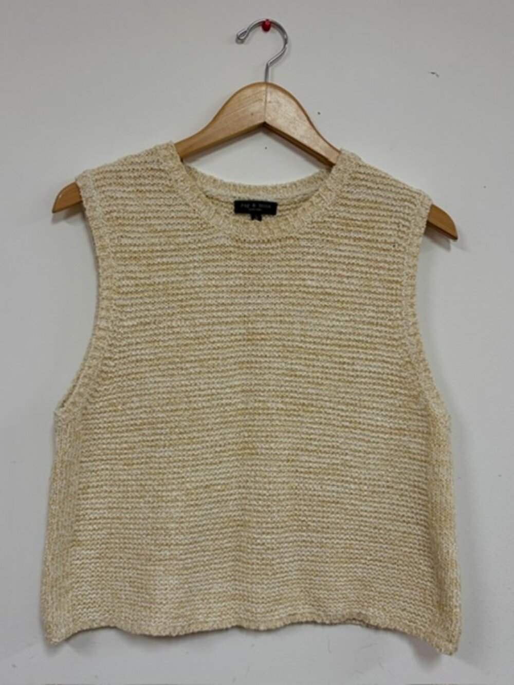 rag & bone Jackie Sleeveless Crop Cotton/Linen Marled Sweater Tank Ivory Size L